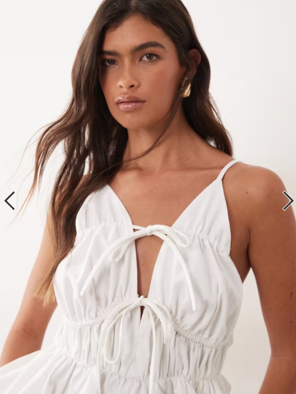 ARRANGE tie front ruched peplum cami top - size US 2
